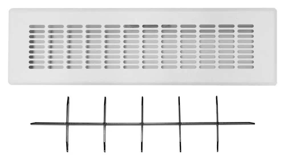 Vaillant Zuluftgitter in Weiß für Boden- oder Wandauslass, mit länglichen Lüftungsschlitzen und einem stabilen Rahmen, dient der Luftzirkulation in Wohnräumen.